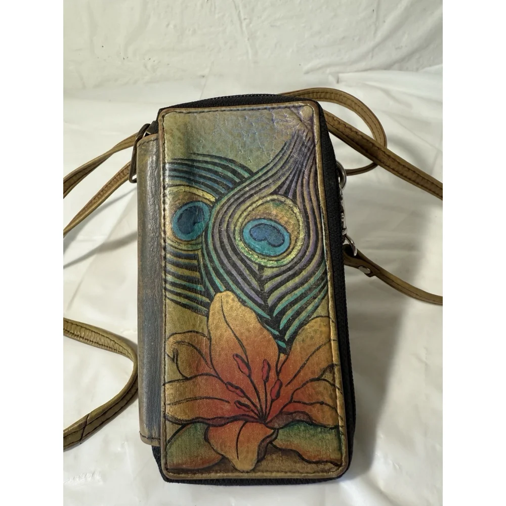 Anuska Wallet Peacock Lily Leather crossbody